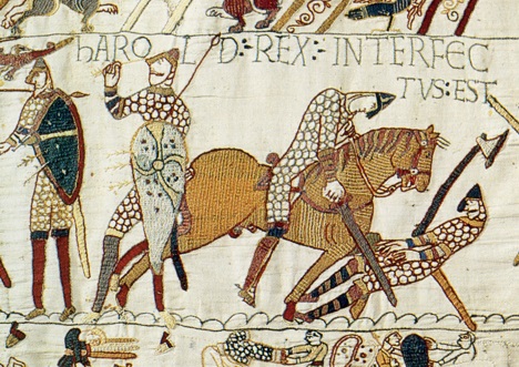 Harold Godwinson killed at Hastings from the Bayeux Tapestry